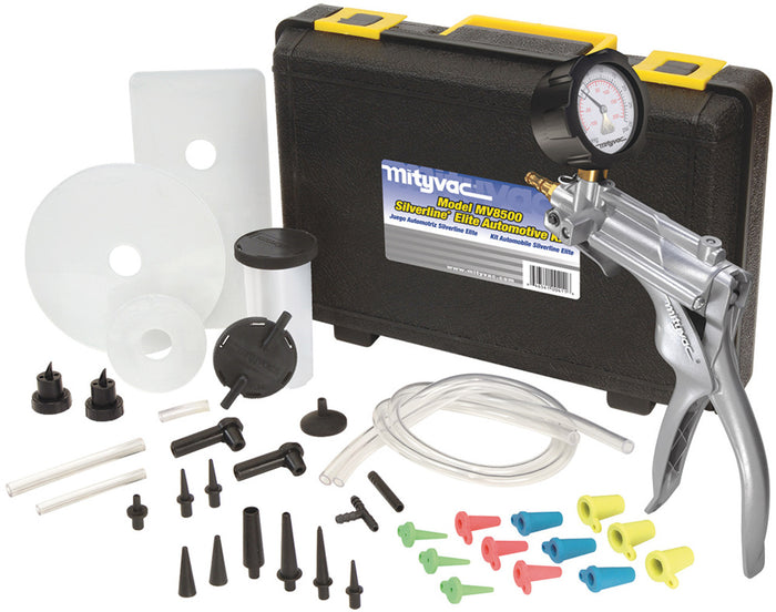 Mityvac MV8500 Silverline Elite Automotive Test Kit Provides both Vacuum and Pressure to Perform Engine Performance Diagnostics, Brake Bleeding, Fluid Transfer, Evacuation, Windshield Repair Jobs